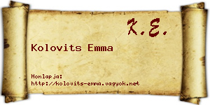 Kolovits Emma névjegykártya